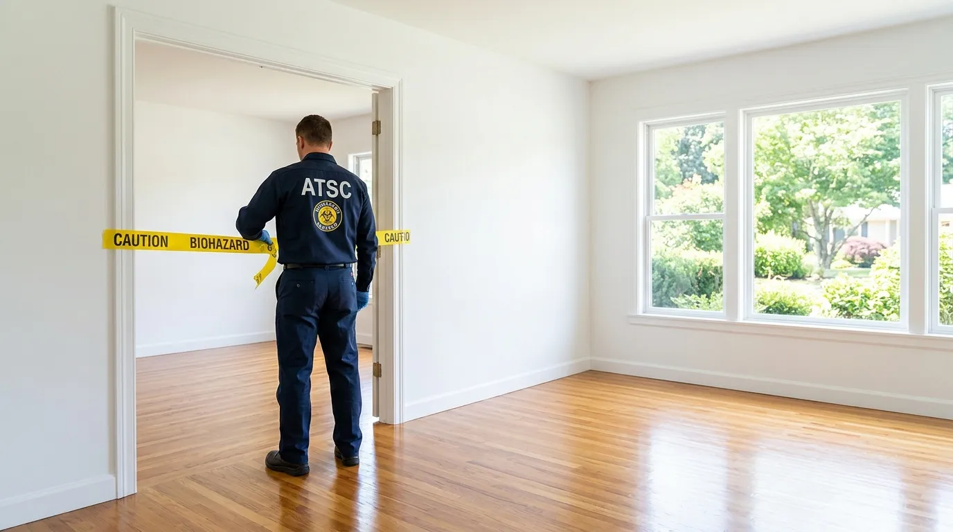 Certified biohazard cleanup crew performing Trauma Scene Cleanup in Lantana